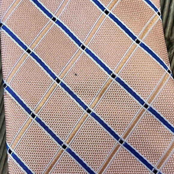 MICHAEL Kors Orange Blue Crosshatch Silk Tie - Picture 5 of 7